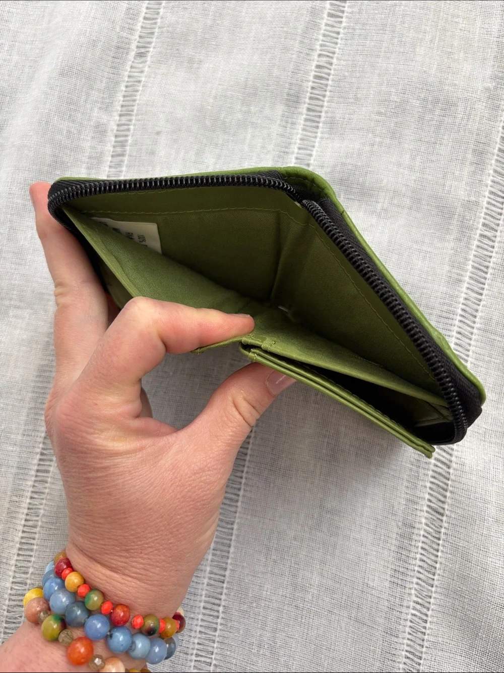 Vintage Y2K NWOT Black and Green Initial 'C' Zip Wallet